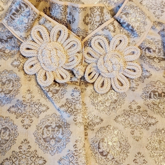 GOLD LAMÉ Brocade Evening Jacket New Haute Couture 1955-1960 Vintage Medium - Picture 2 of 16